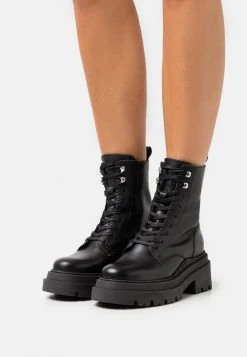 Meilleure vente ⭐ Zign LEATHER WINTER BOOTIES - Bottines à Plateau - Black 😉