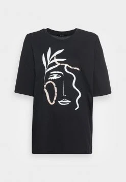 Meilleure affaire 💯 Zign LIZ LINE ART FACE TEE - T-shirt Imprimé - Black 🎁 -Pas Cher Zign Boutique 3a024da27e5d4d43992353101517add3