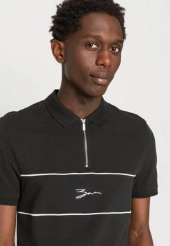 Tout neuf ⭐ Zign SCRIPT ZIP PLACKET - Polo - Black ⌛ -Pas Cher Zign Boutique 715b5280cc594d1aabb81bc5d30125bf