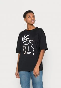 Meilleure affaire 💯 Zign LIZ LINE ART FACE TEE - T-shirt Imprimé - Black 🎁