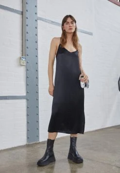 Acheter 😉 WOVEN REDEZIGN SLIP MIDI 🧨 DRESS - Robe De Soirée - Black ❤️