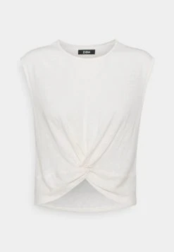 Bon marché 👍 Zign T-SHIRT-LINEN BLEND - T-shirt Imprimé - Off White ✔️